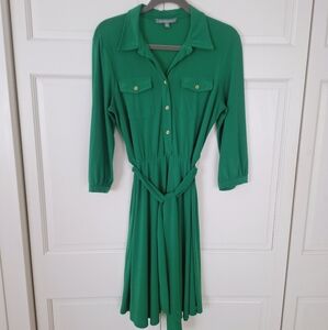NY Collection kelly green collared long sleeve dress